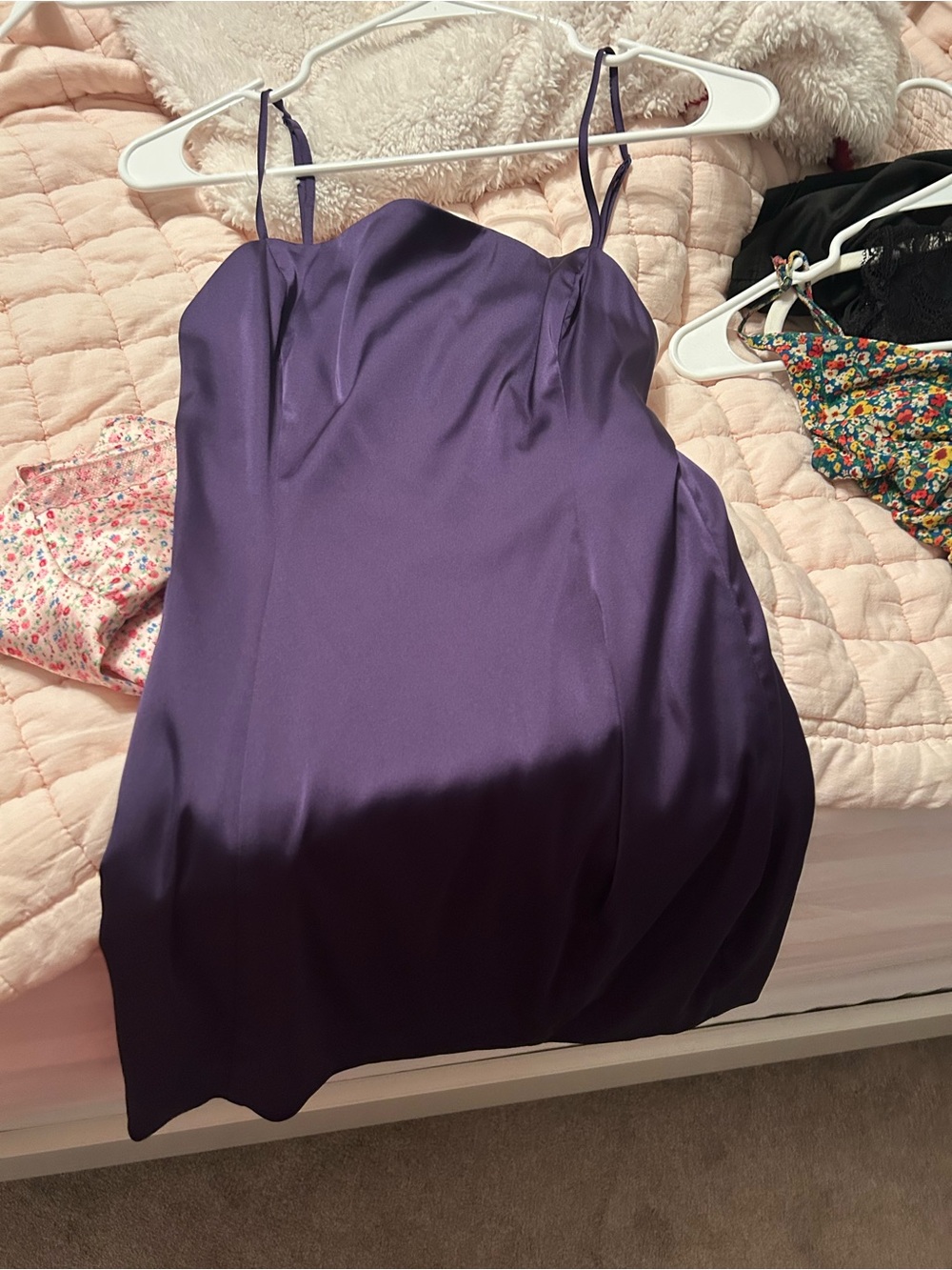 Aritzia Satin Spaghetti Strap Slip Dress - Deep Purple